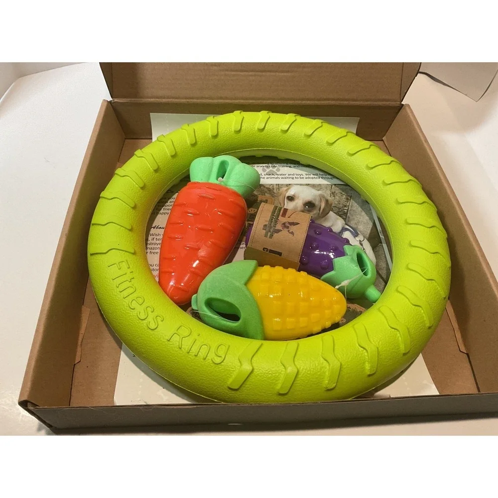 Dog Chew Toys Interactive Squeaky Fitness Ring Corn Carrot Eggplant Perfect Gift